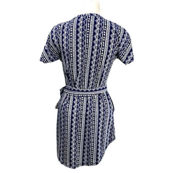 LuLaRoe Mitzi Shirt Top Blue White With Sash NEW - Picture 3 of 6